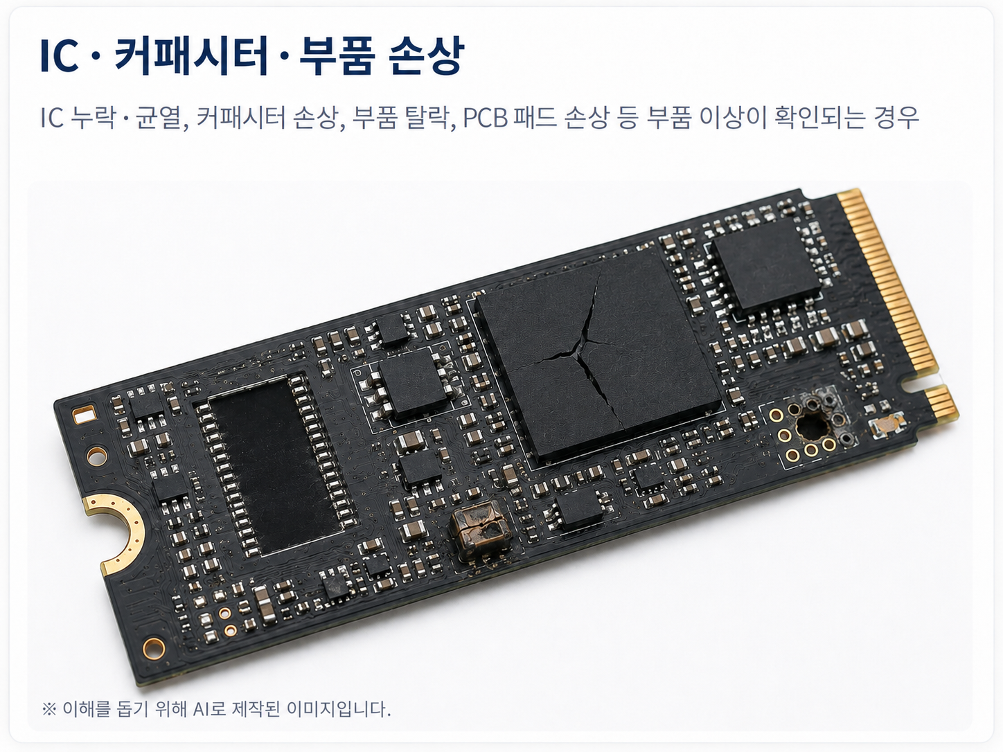 IC 및 커패시터 손상 예시 이미지