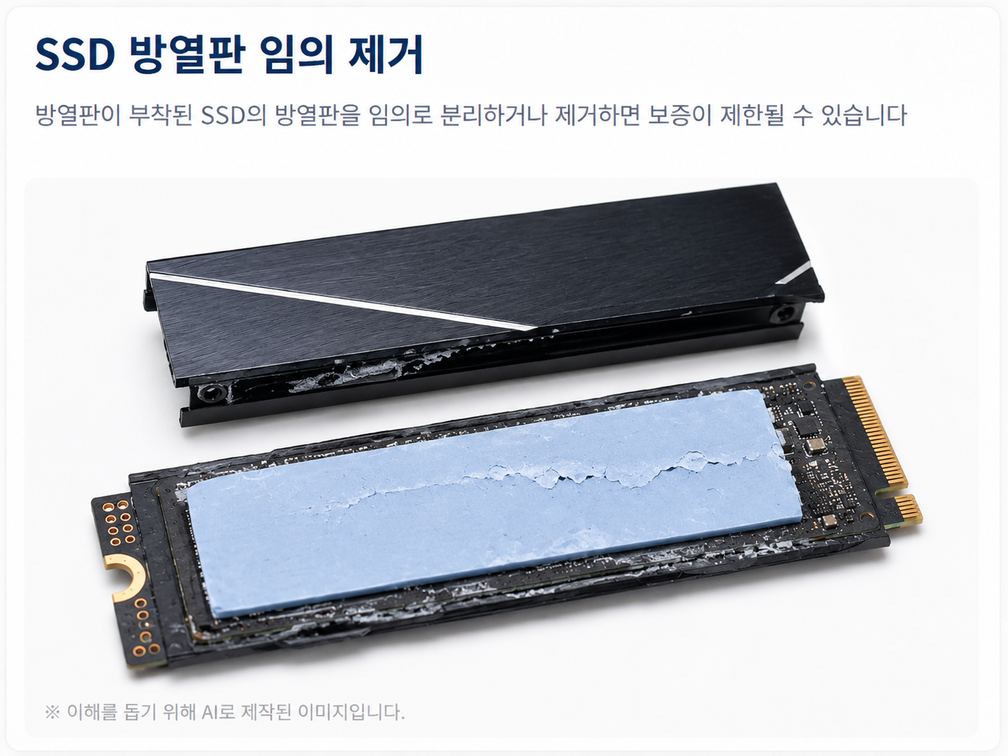 SSD 방열판 임의 제거 예시 이미지