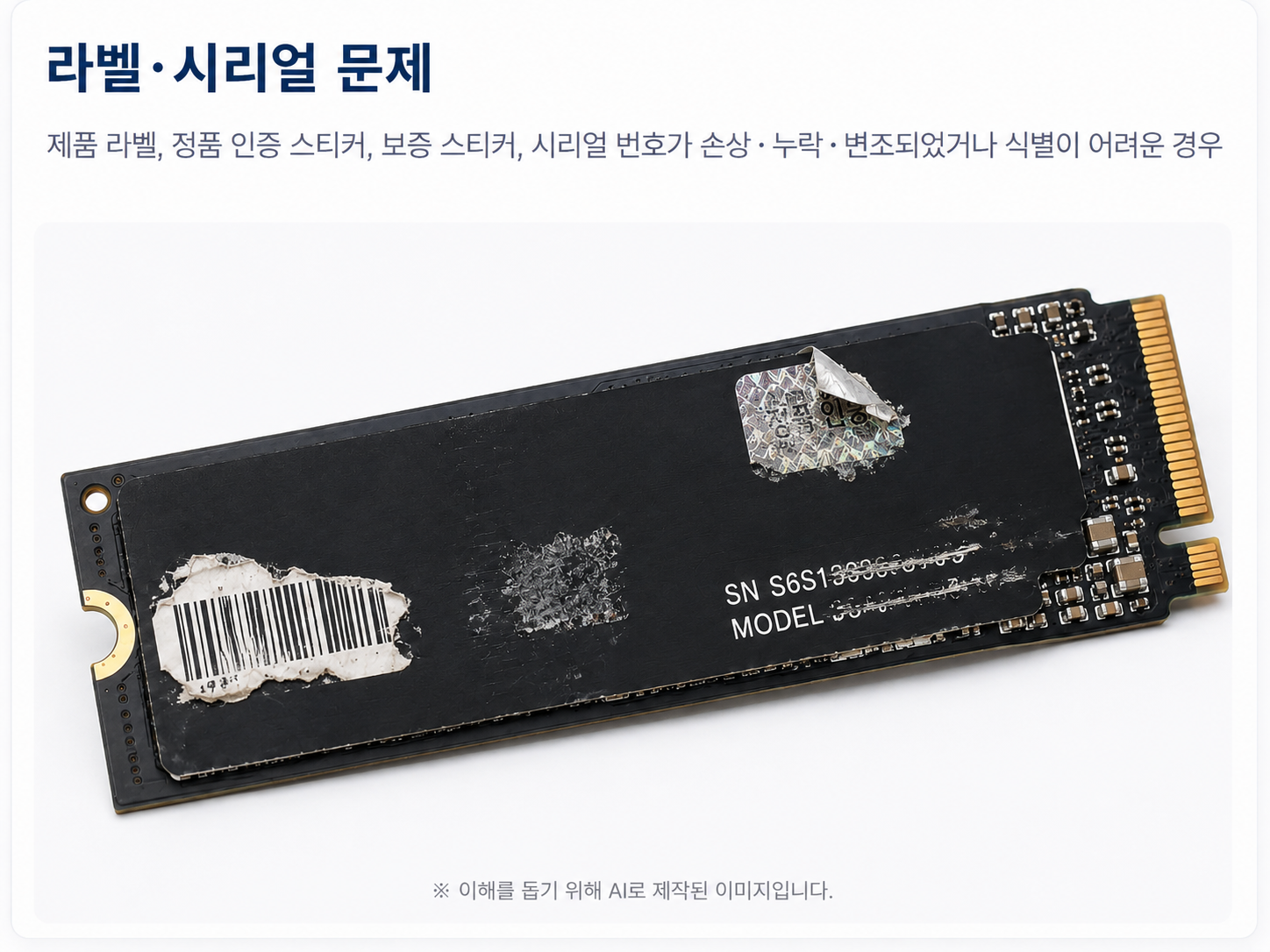 라벨 및 시리얼 문제 예시 이미지